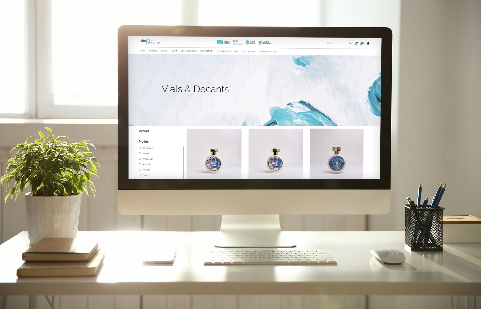 ShoPerfumes website showing list of perfume products